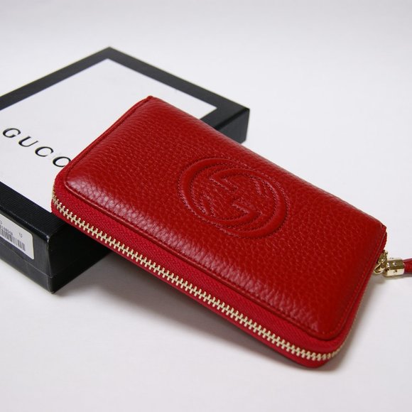 Gucci Soho Red Leather Zip Around Wallet Purse - Picture 2 of 7